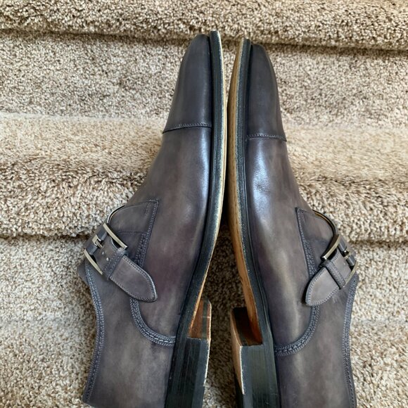 Magnanni Men\'s Grey Leather Monk Strap Shoes main image 13